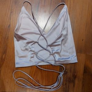 Garage- pink lace-up cami